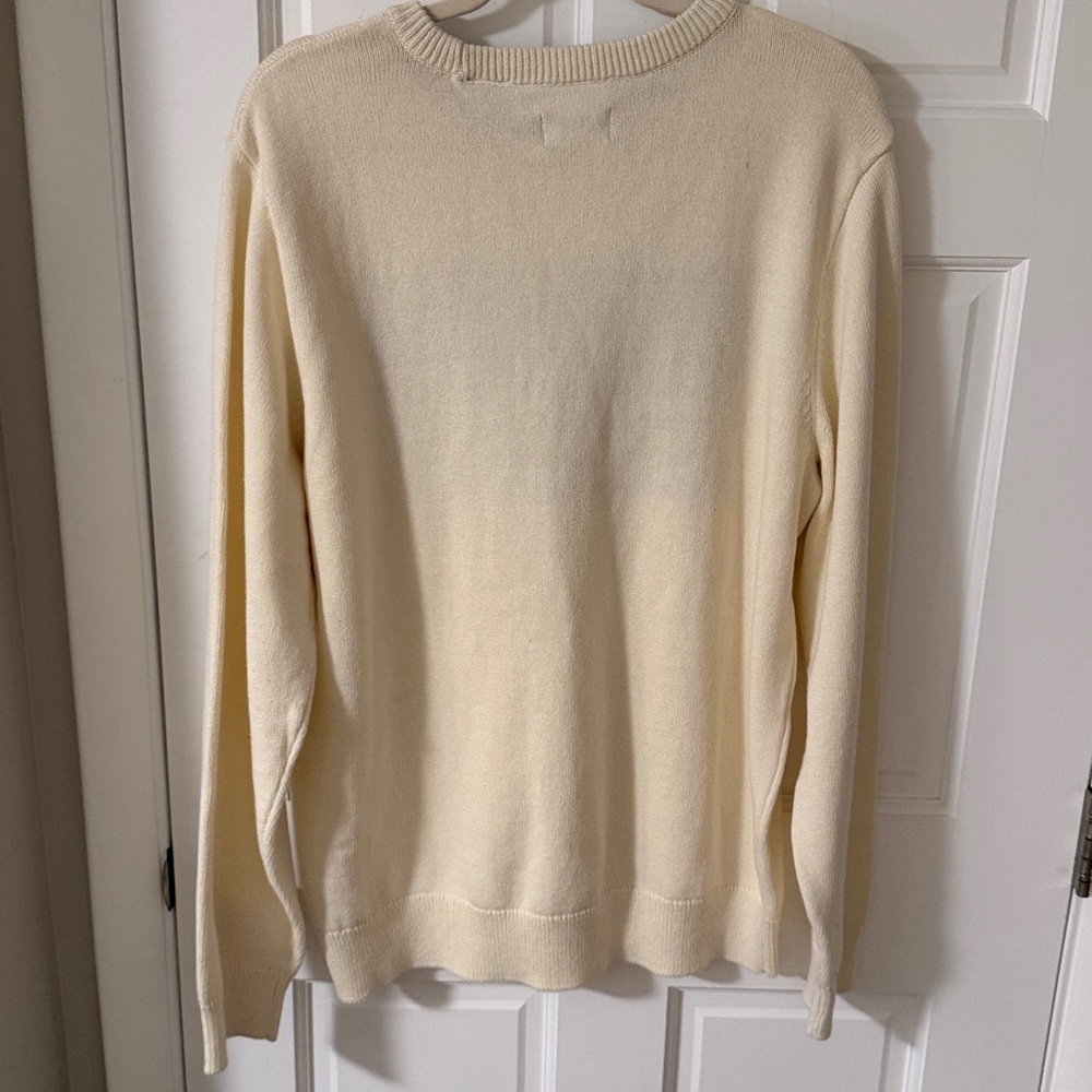 Chaps Men’s Ivory Sweater with Flag Design 100% cotton NEW - Picture 7 of 8